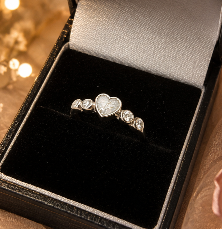 Heart & Sparkle silver CZ Ring